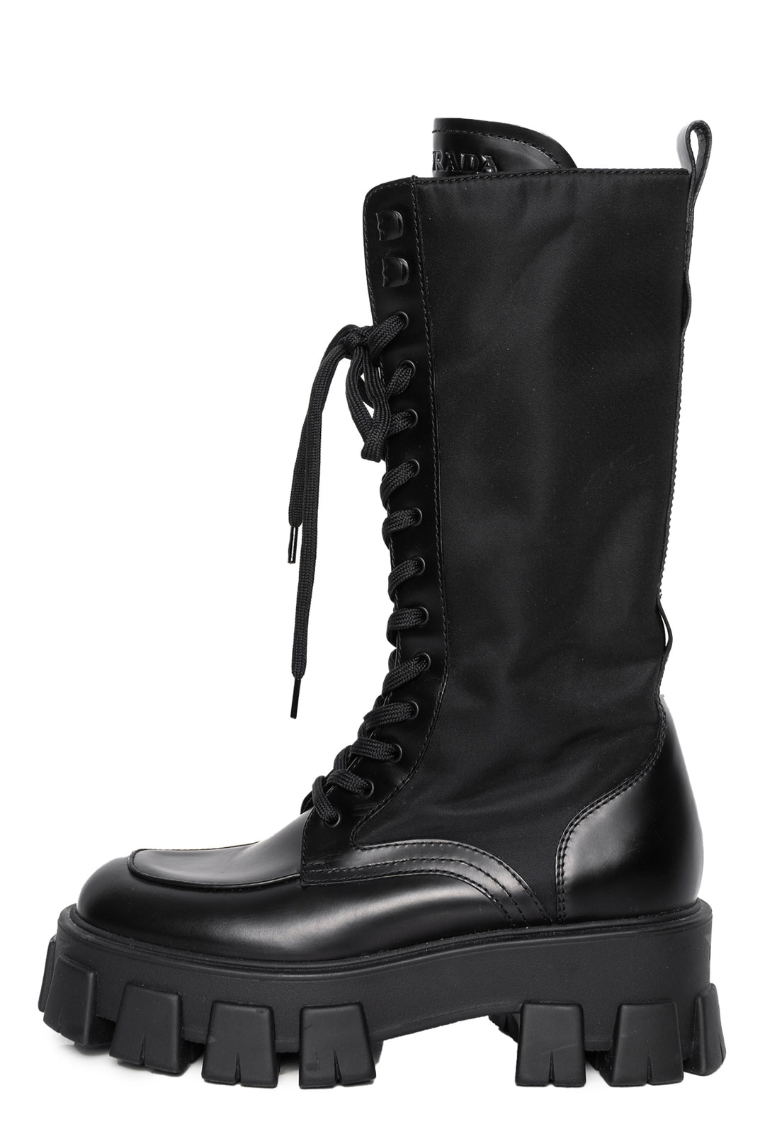 Prada Size 36.5 Monolith Mini Bag Knee High Combat Boots