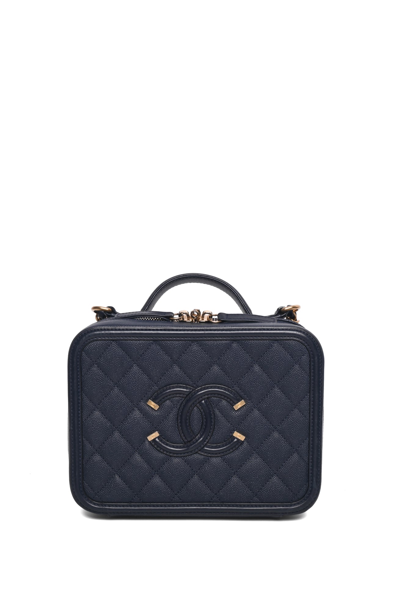 Chanel 2018-2019 Quilted Caviar Medium Filigree Vanity Case