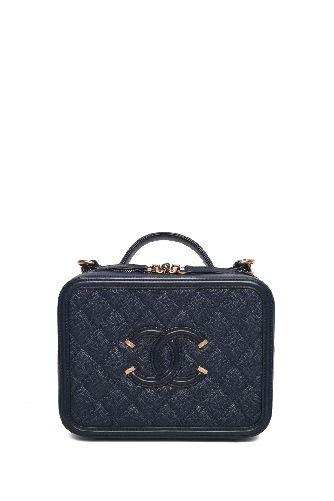 Chanel 2018-2019 Quilted Caviar Medium Filigree Vanity Case Shoulder Bag