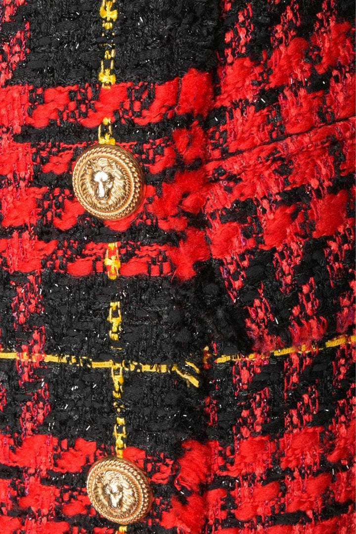 Balmain Size 40 6 Button Tweed Mini Skirt