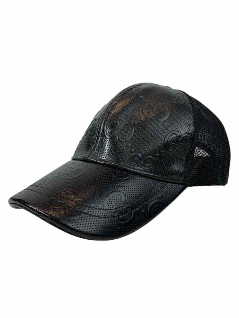 Gucci Size OS Men's Logo-Embossed Leather and Mesh Baseball Cap Hat