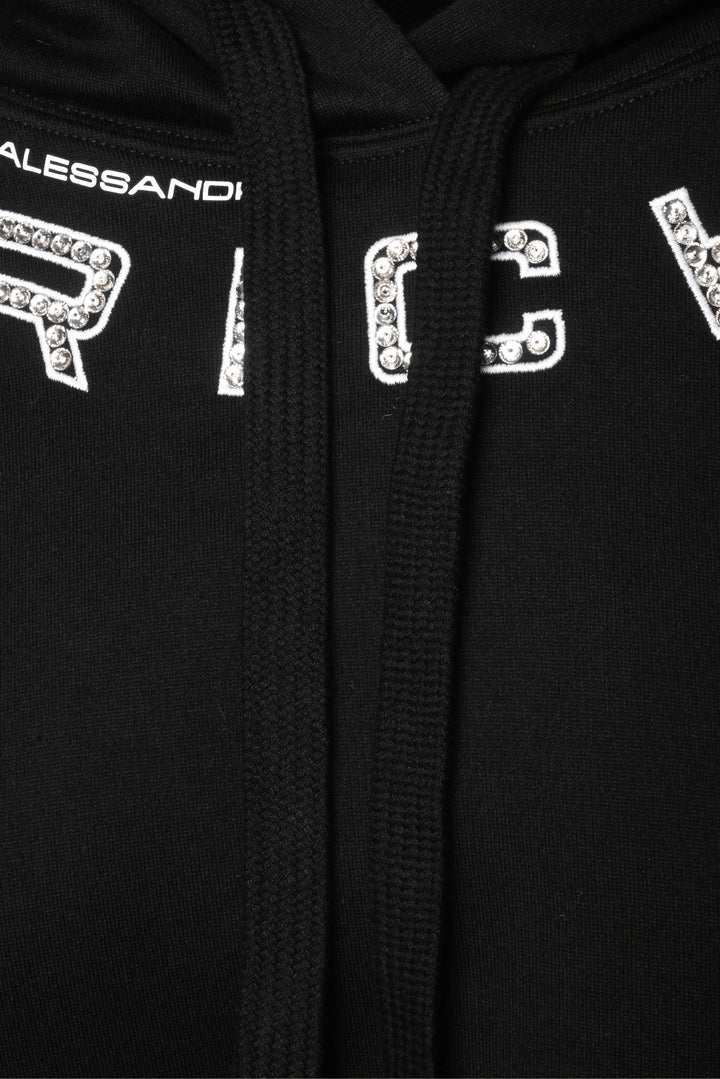 Alessandra Rich Size S Embellished Logo Cropped Sweatshirt