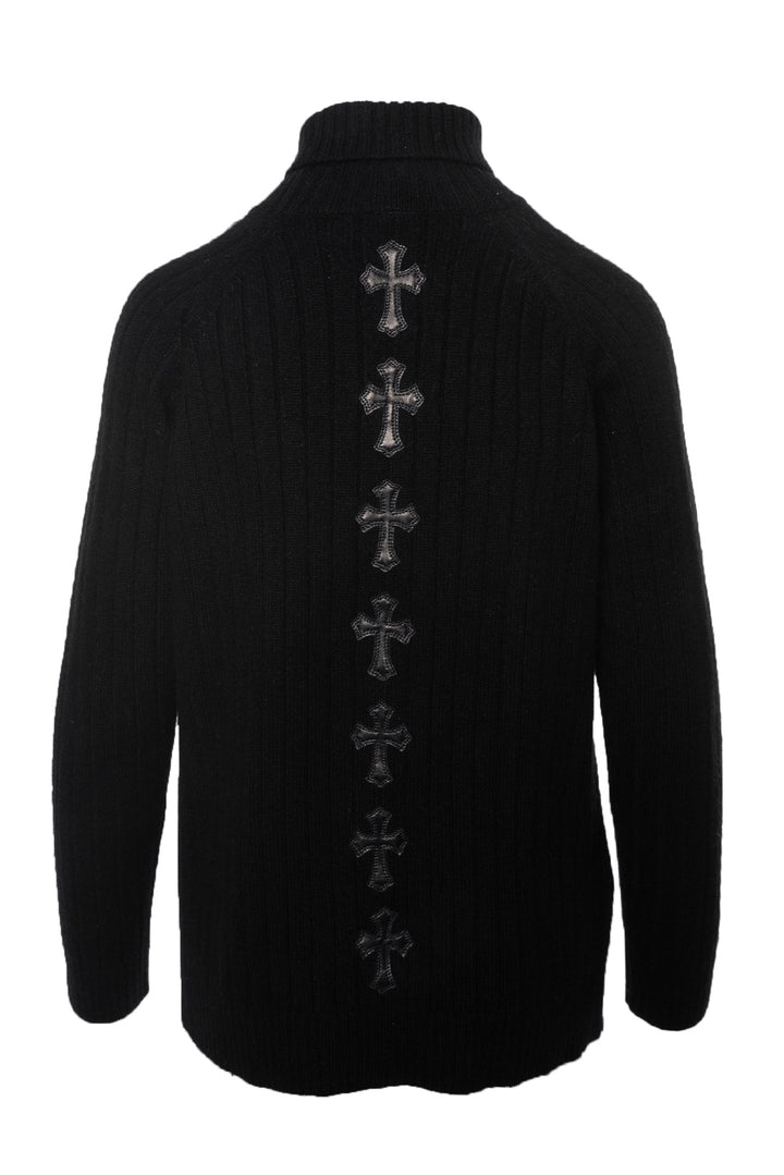 Chrome Hearts Size M Cross Patch Zipper Detail Turtleneck Sweater