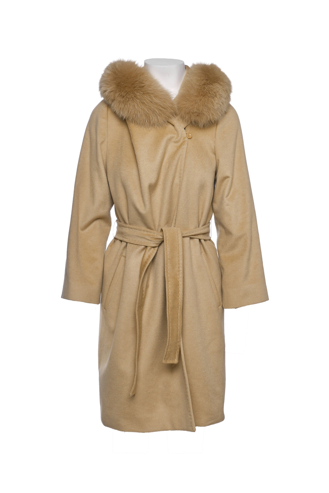 Max Mara Studio Size 6 Mango Hooded Cashmere Coat