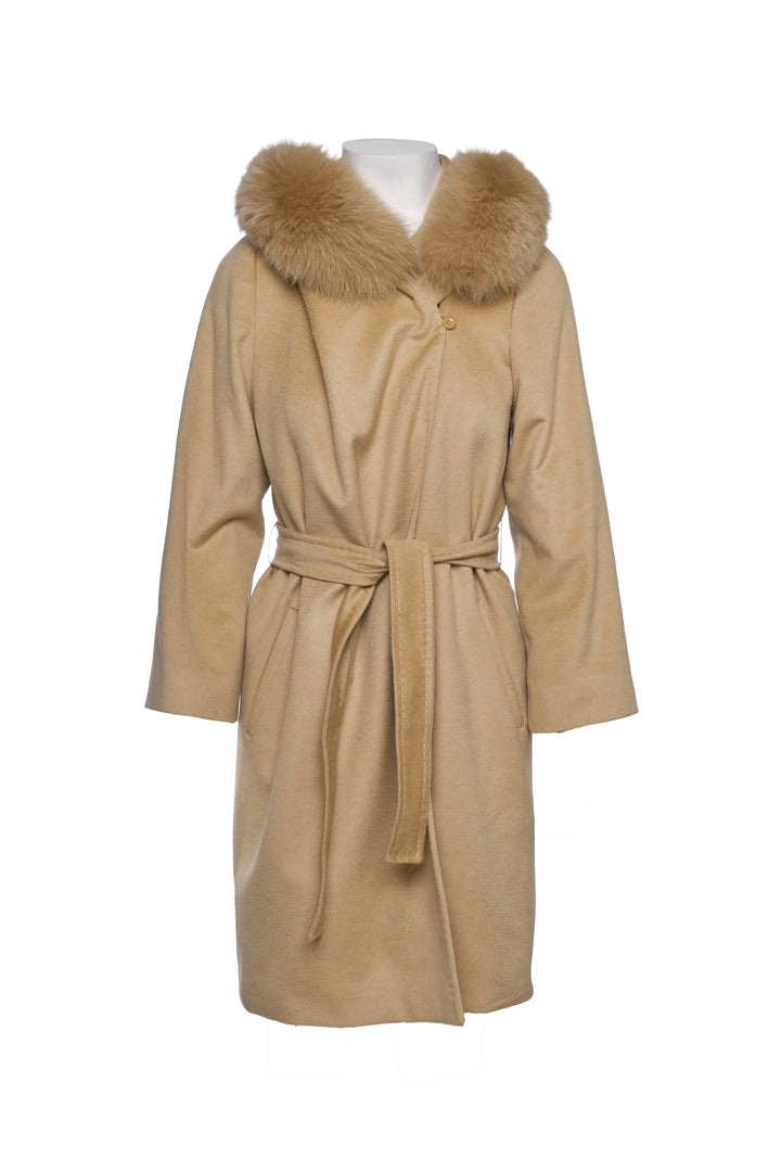 Max Mara Studio Size 6 Mango Hooded Cashmere Coat