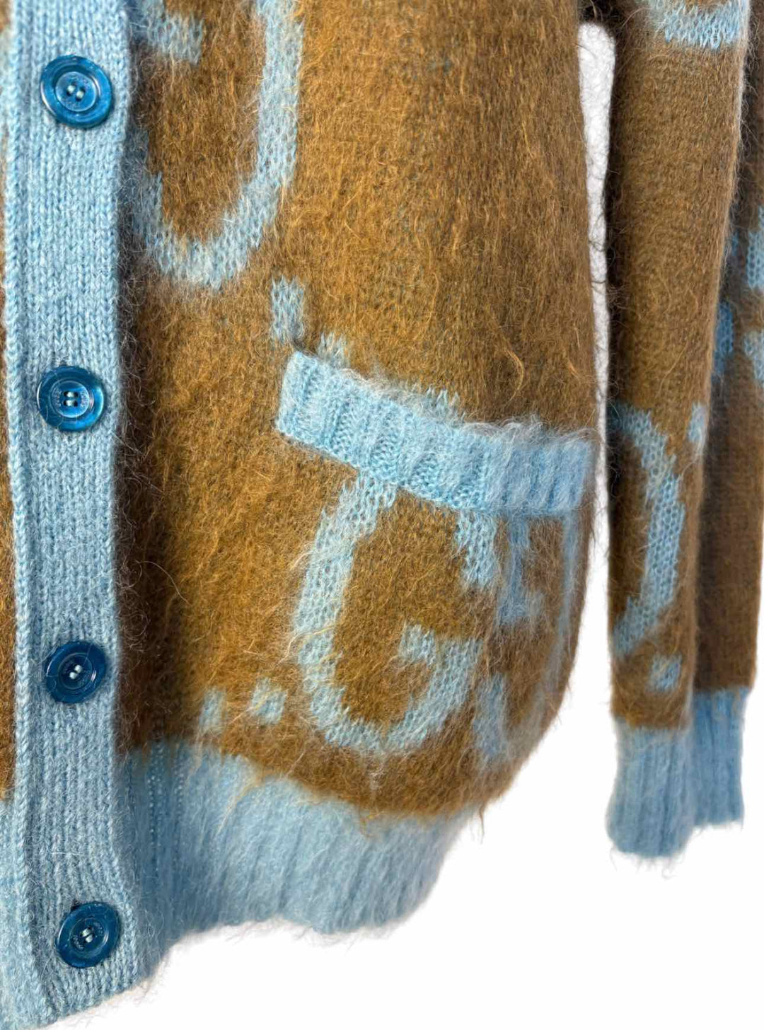 Gucci Size XS Reversible GG Mohair Blend Cardigan
