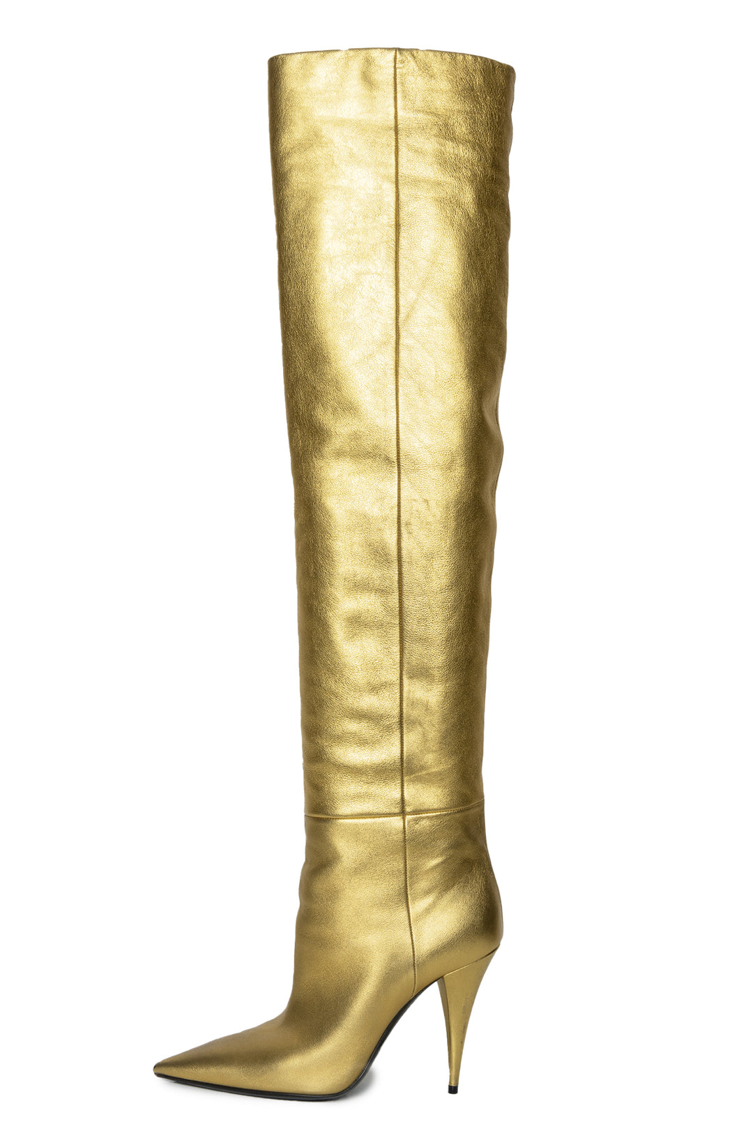 Saint Laurent Size 39 Metallic Leather Over-The-Knee Boots