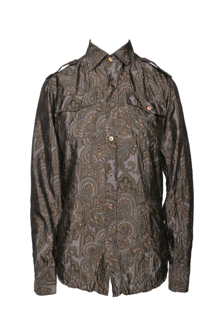 Burberry Size 38 Men's Silk Paisley Shirt Long Sleeve