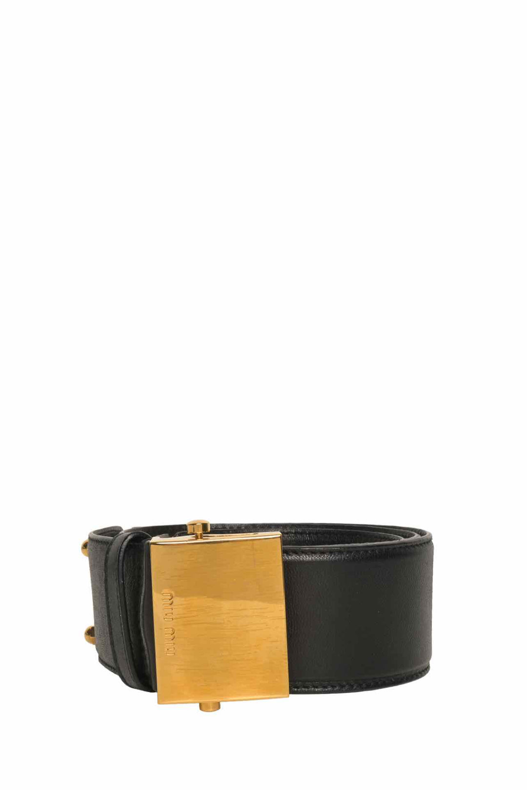 Miu Miu Size 36 Logo Buckle Hinged Leather Belt