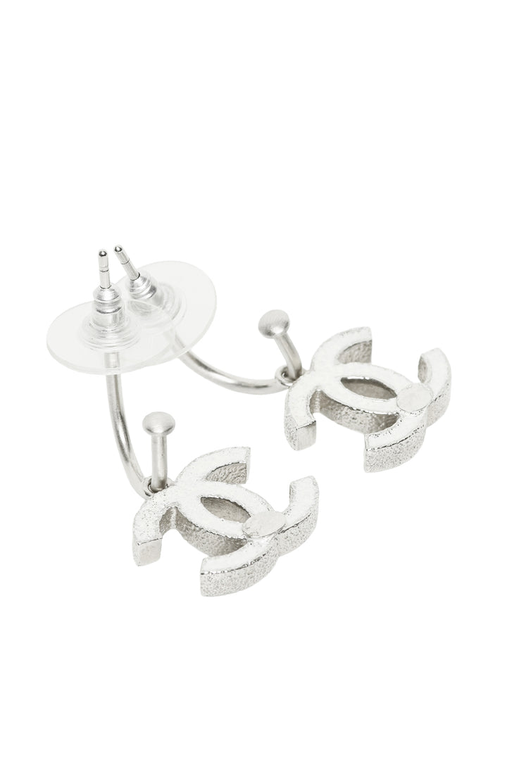 Chanel 2010 Glitter Enamel Interlocking CC Logo Drop Earrings