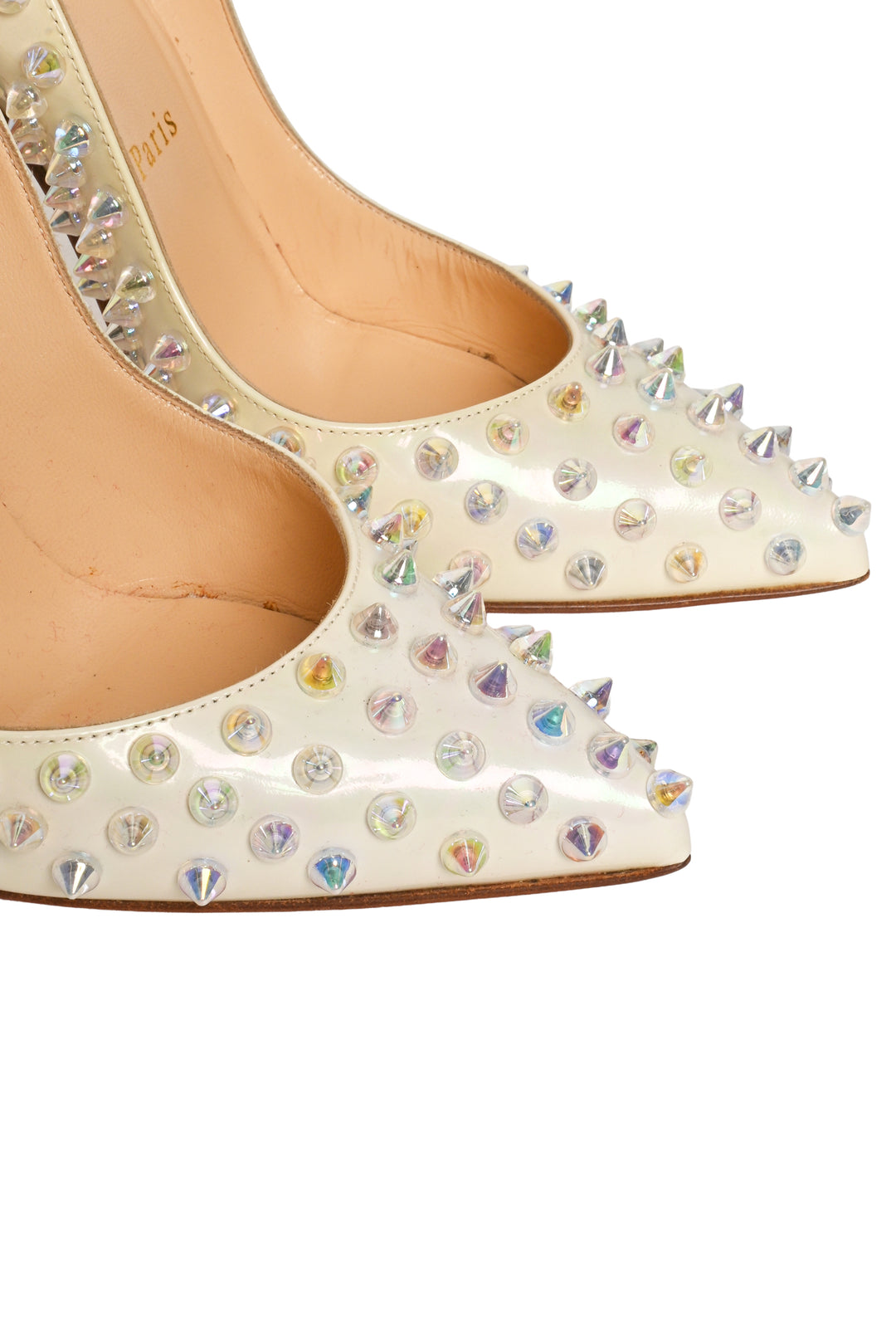 Christian Louboutin Size 35 Patent Leather Iridescent Spike 100 Pumps