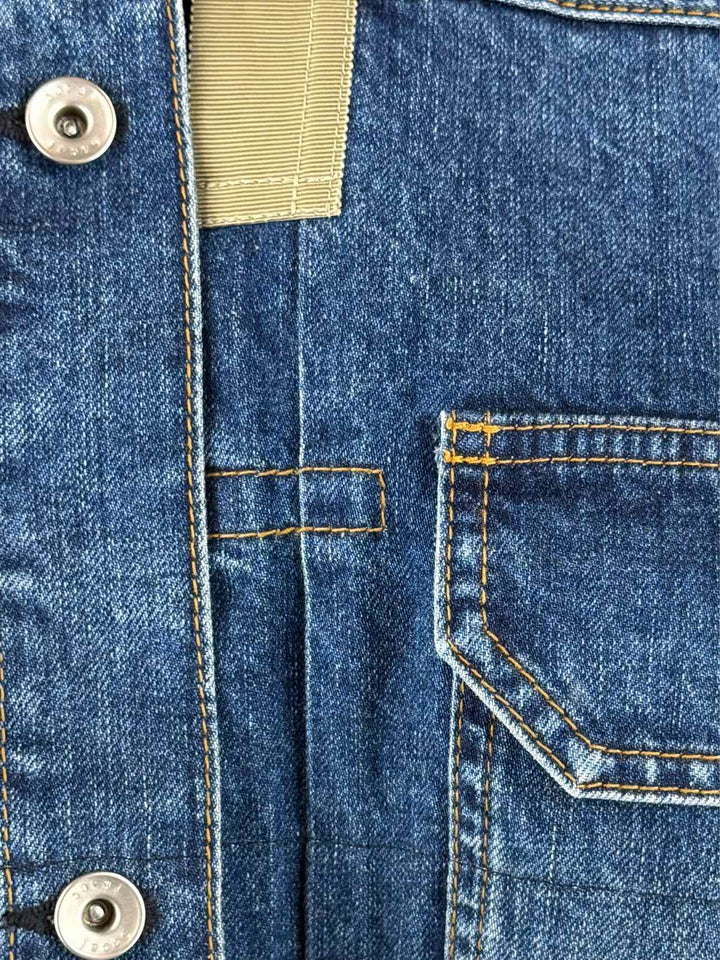 Sacai Size 2 Patchwork Denim Jacket