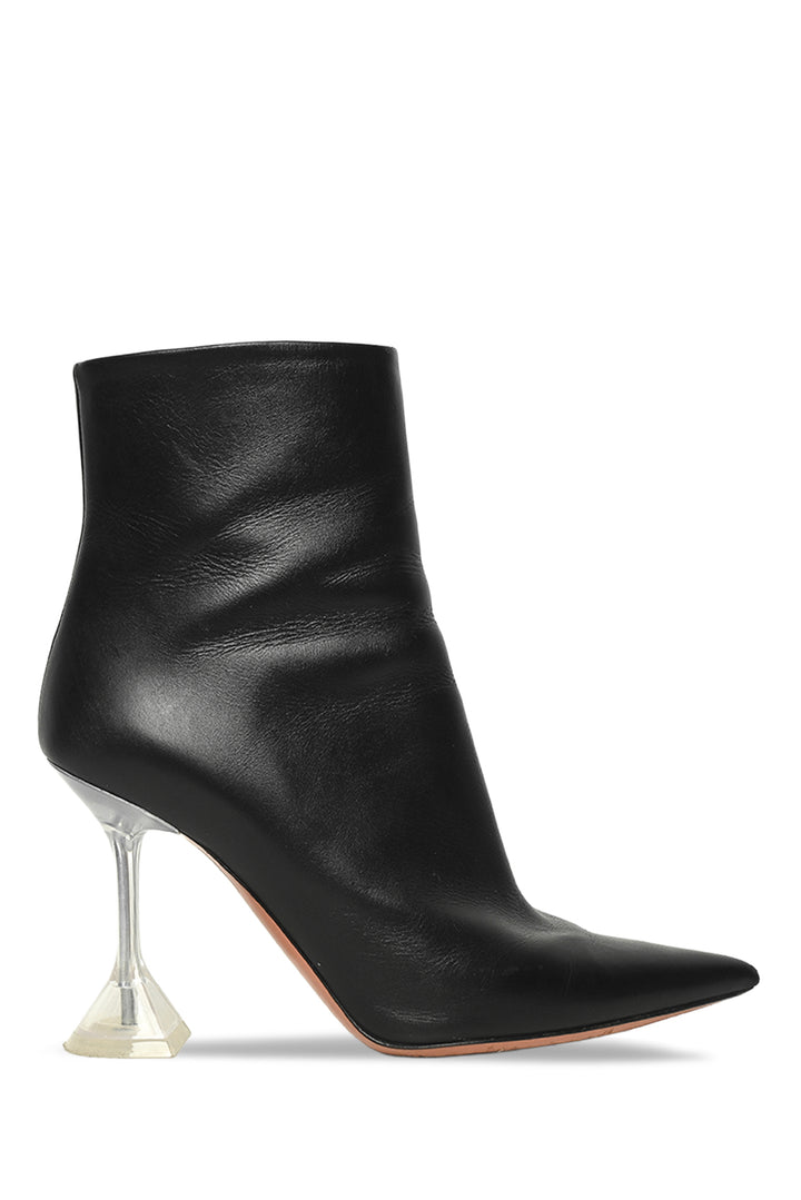Amina Muaddi Size 37.5 Giorgia Glass Nappa Leather Ankle Boots