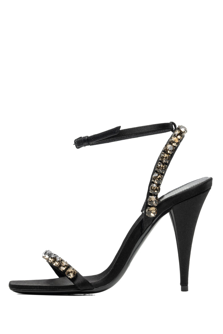 Saint Laurent Size 38 Kiki Crystal Embellished Satin Sandals