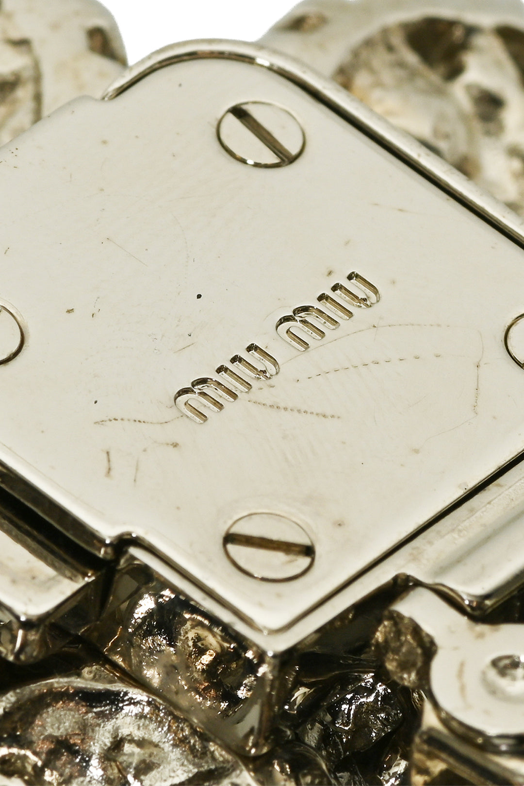 Miu Miu Crystal & Faux Pearl Flower Bracelet