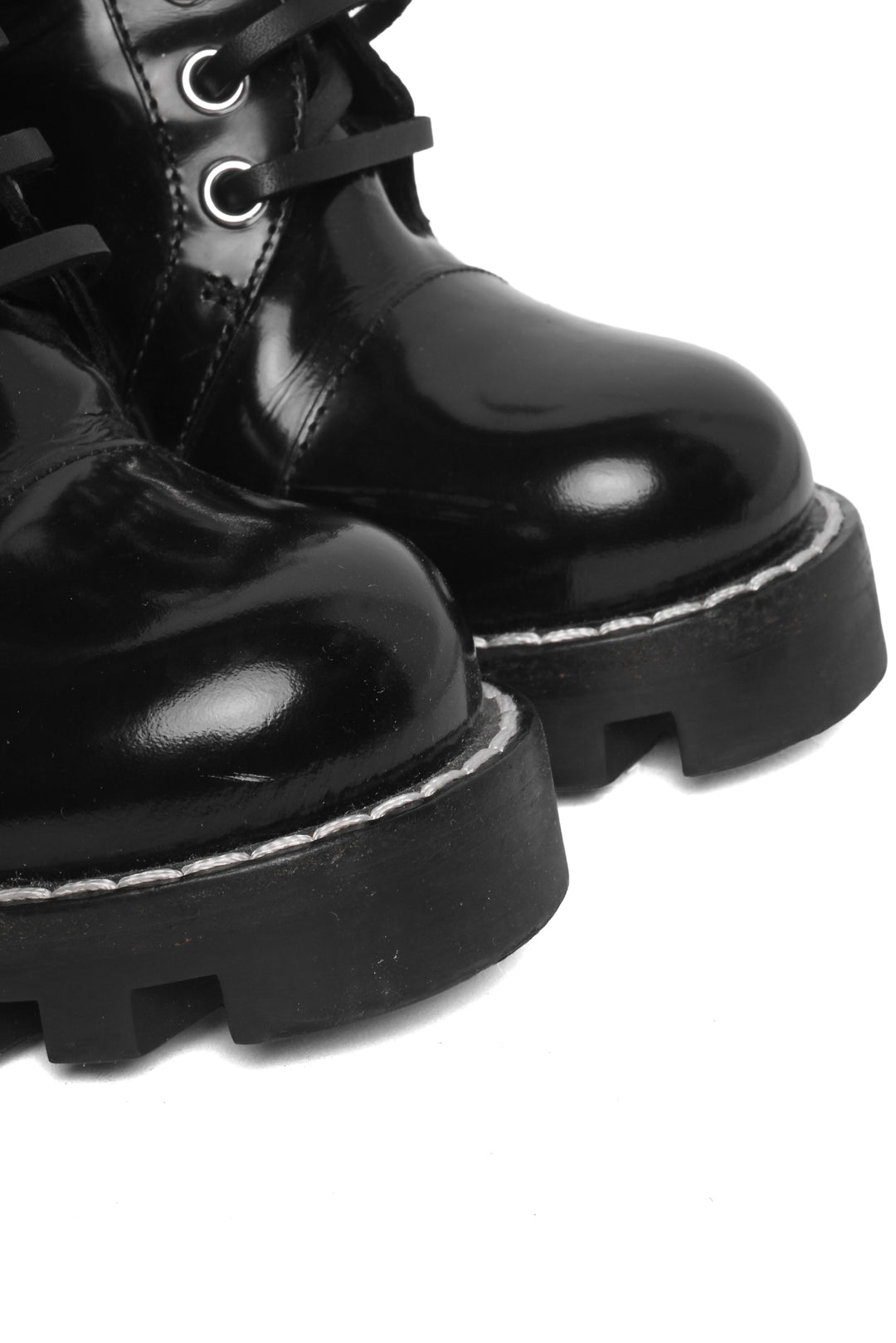 Louis Vuitton Size 36 Patent Logo Combat Ankle Boots