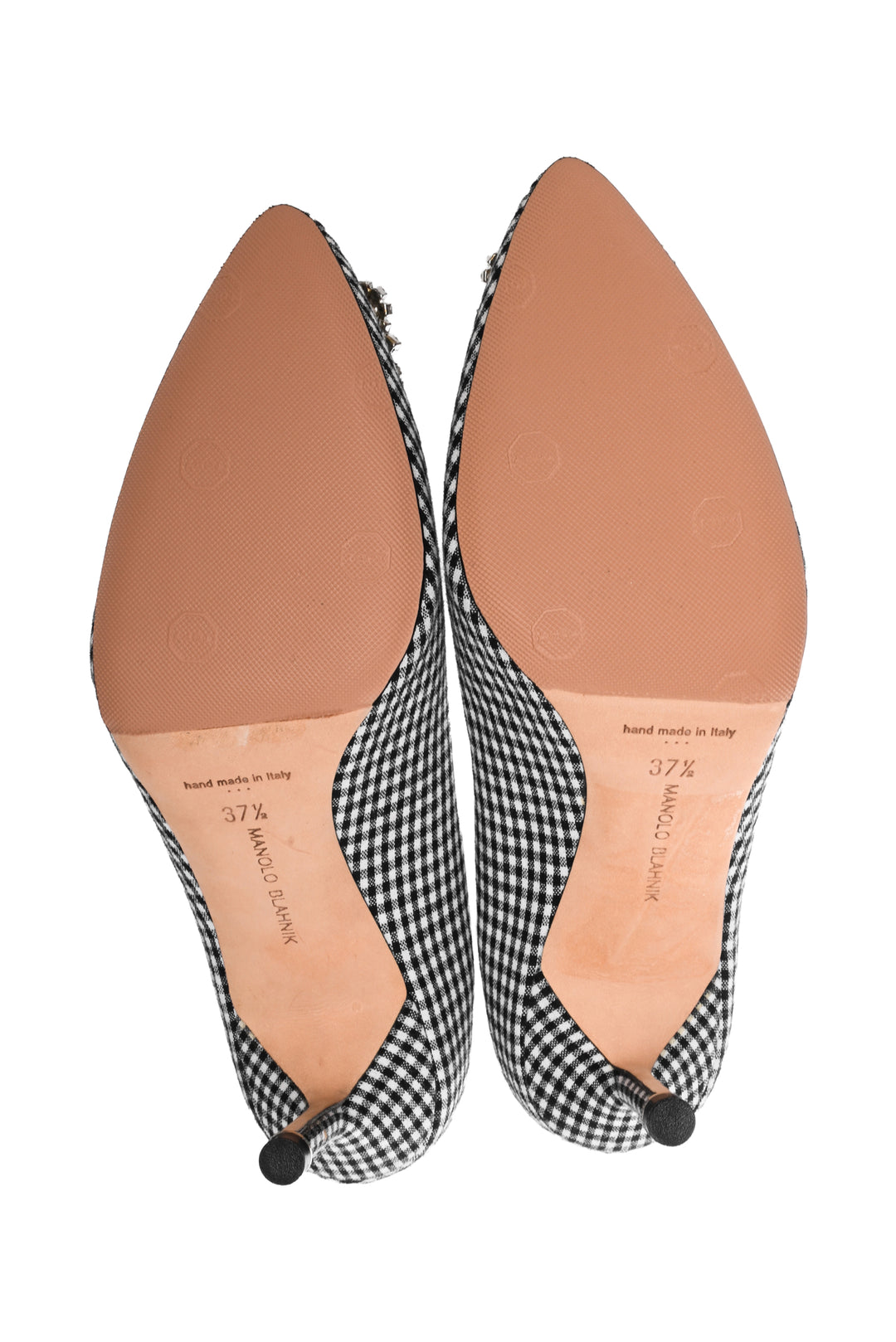 Manolo Blahnik Size 37.5 Hangisi Gingham Pumps
