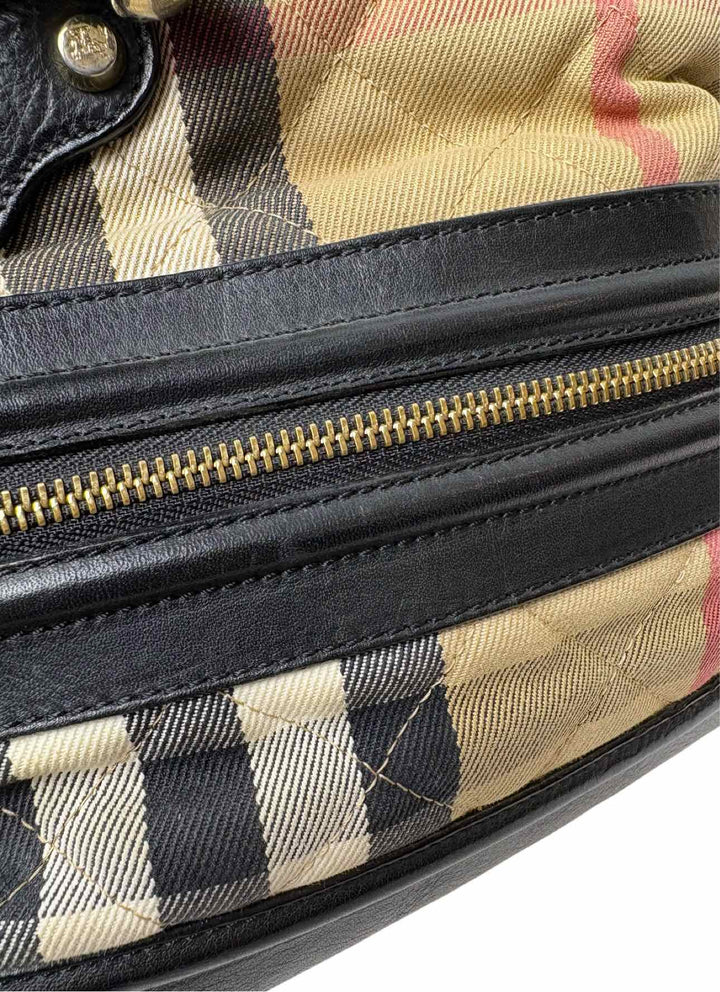 Burberry Quilted House Check fabric and Leather  Purse