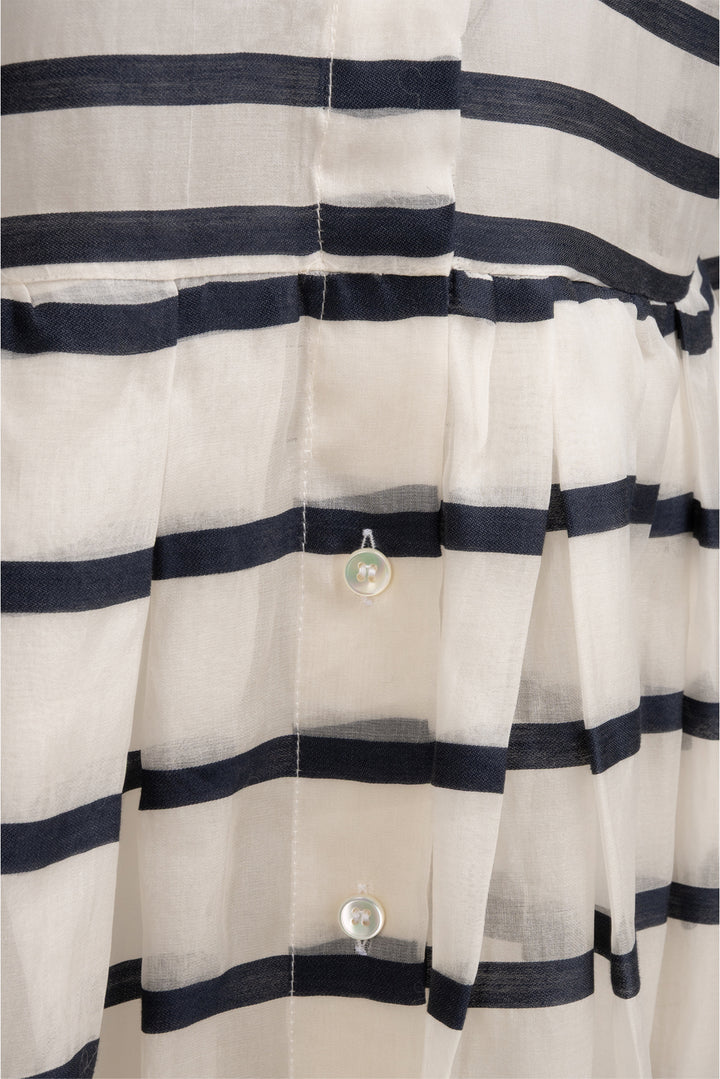 Sara Roka Size 44 Striped Button-Up Maxi Dress