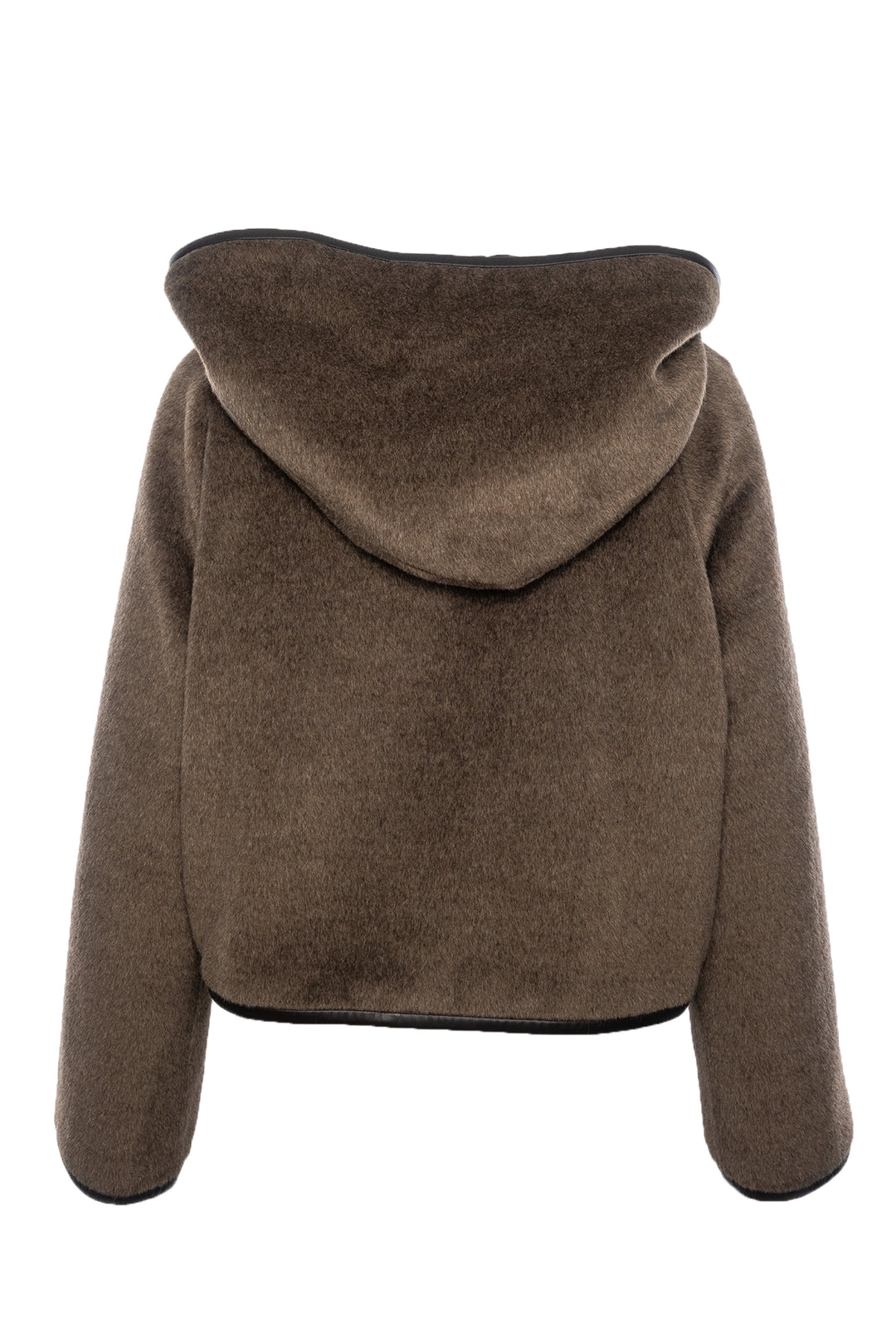 Hermes Size 36 Alpaca and Lambskin Hooded Cropped Jacket