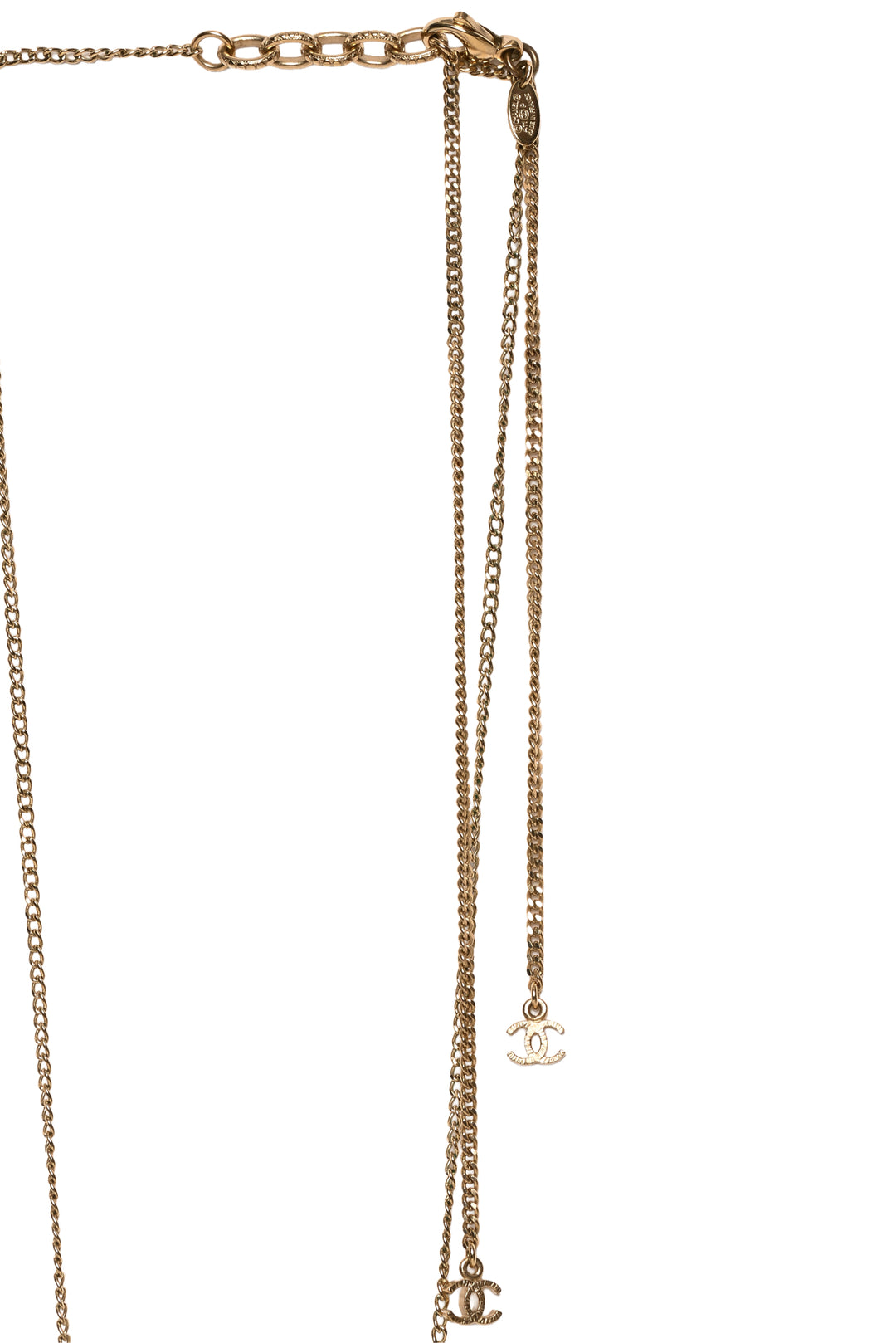 Chanel Vintage Logo Leaf Pendant Necklace