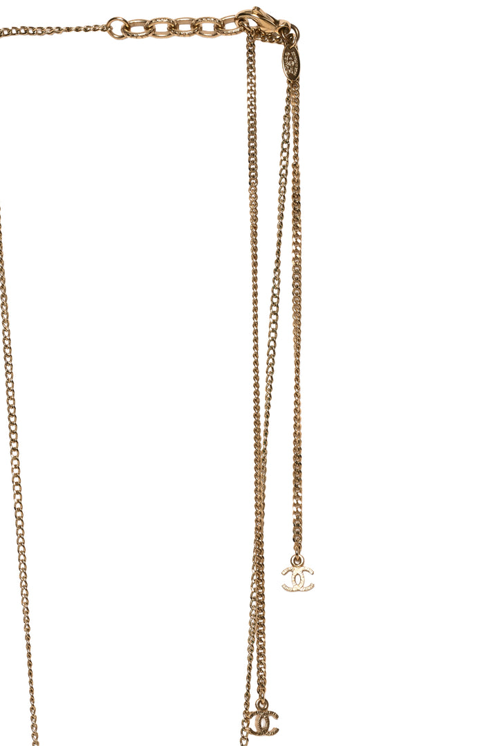 Chanel Vintage Logo Leaf Pendant Necklace