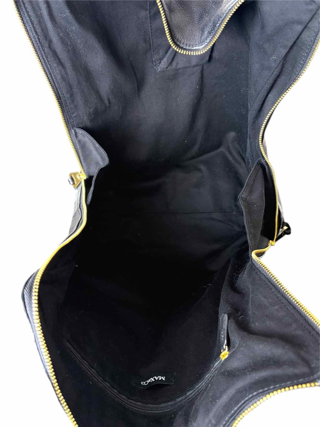 Max & Co Black Leather Gold Tone Zipper Tote Purse