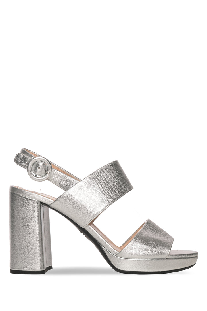 Prada Size 38 Metallic Block Heel Sandals
