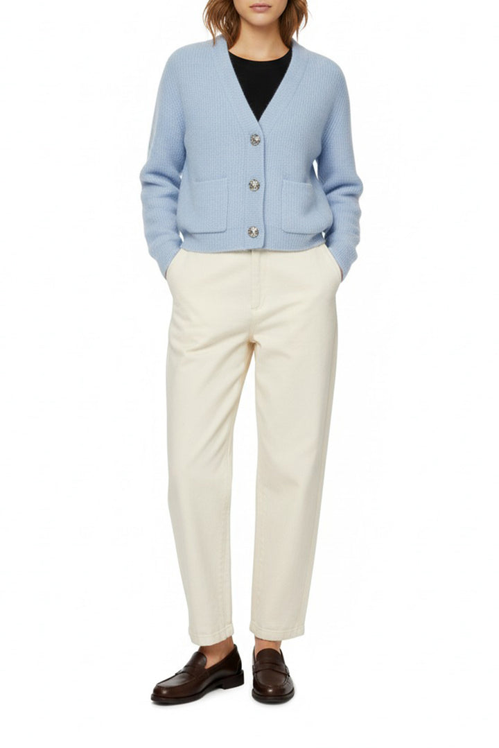 Ganni Size XS Alpaca & Wool Blend Soft Knit Crystal Button Cardigan