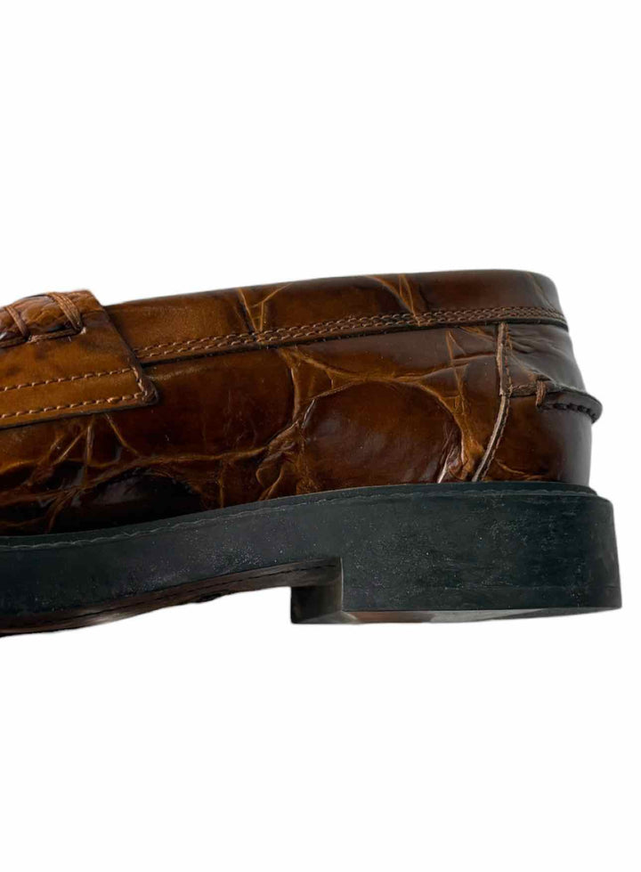Tod's Size 37  Croc Embossed Leather Loafers