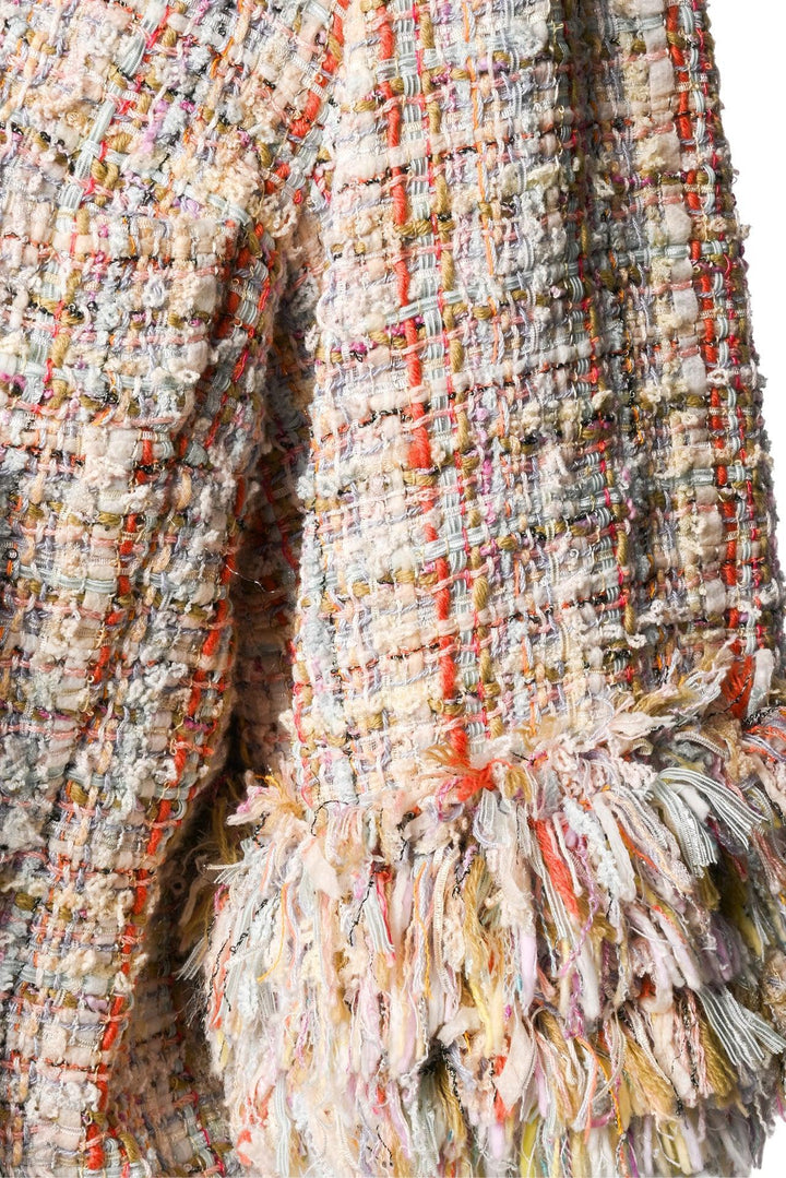 Chanel Size 8 2013 Tweed Fringe Sleeves Jacket
