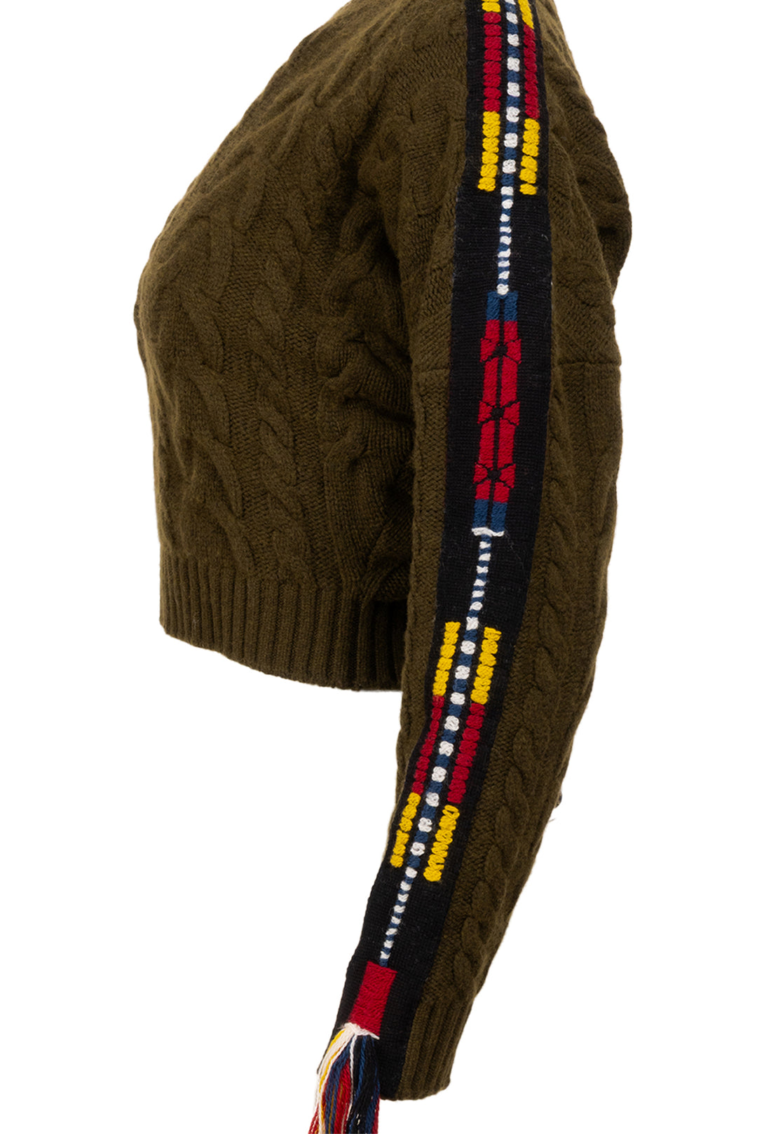 Etro Size 38 Palm Springs Cropped Embroidered Cable-knit Sweater