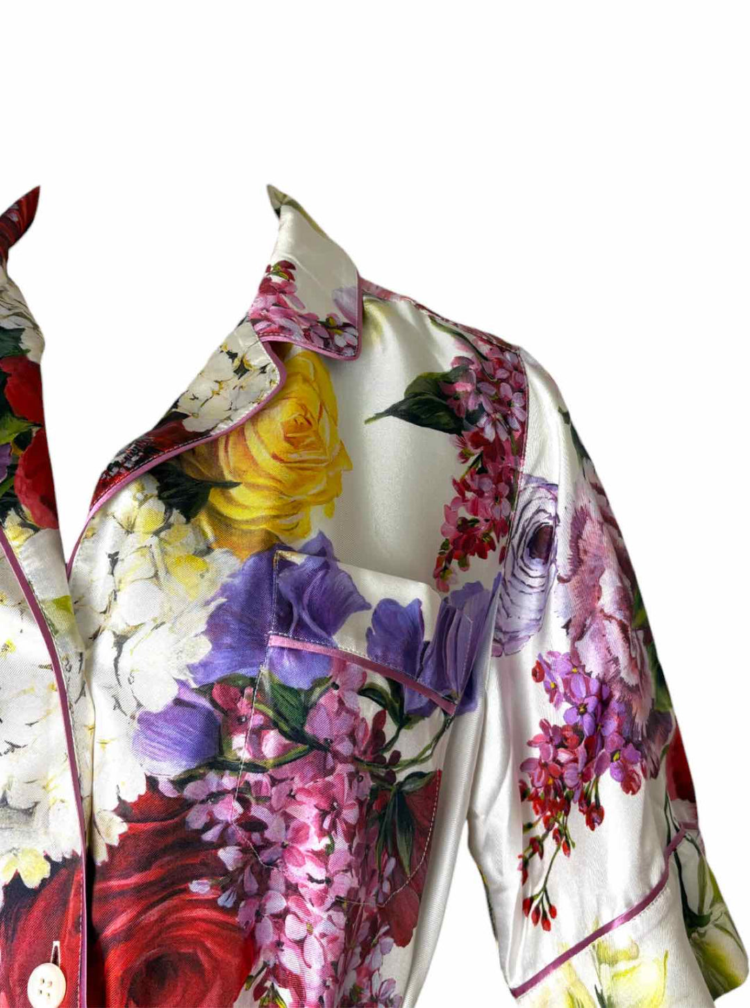Dolce & Gabbana Size 40 Floral Silk  Blouse