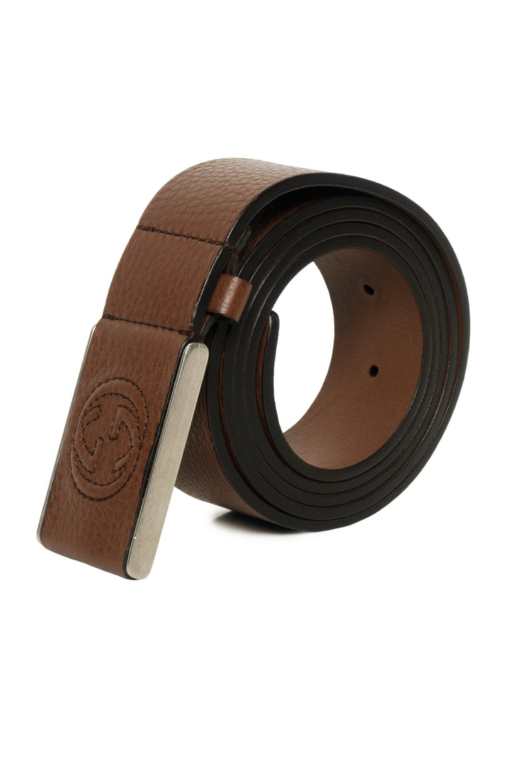 Gucci Size 44 Men's Leather Buckle Interlocking G Belt