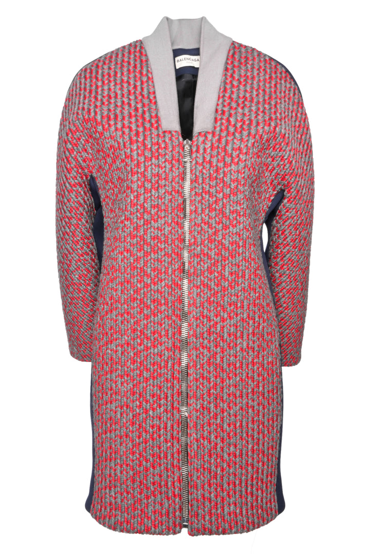 Balenciaga Size 36 2014 Woven Panel Midi Coat