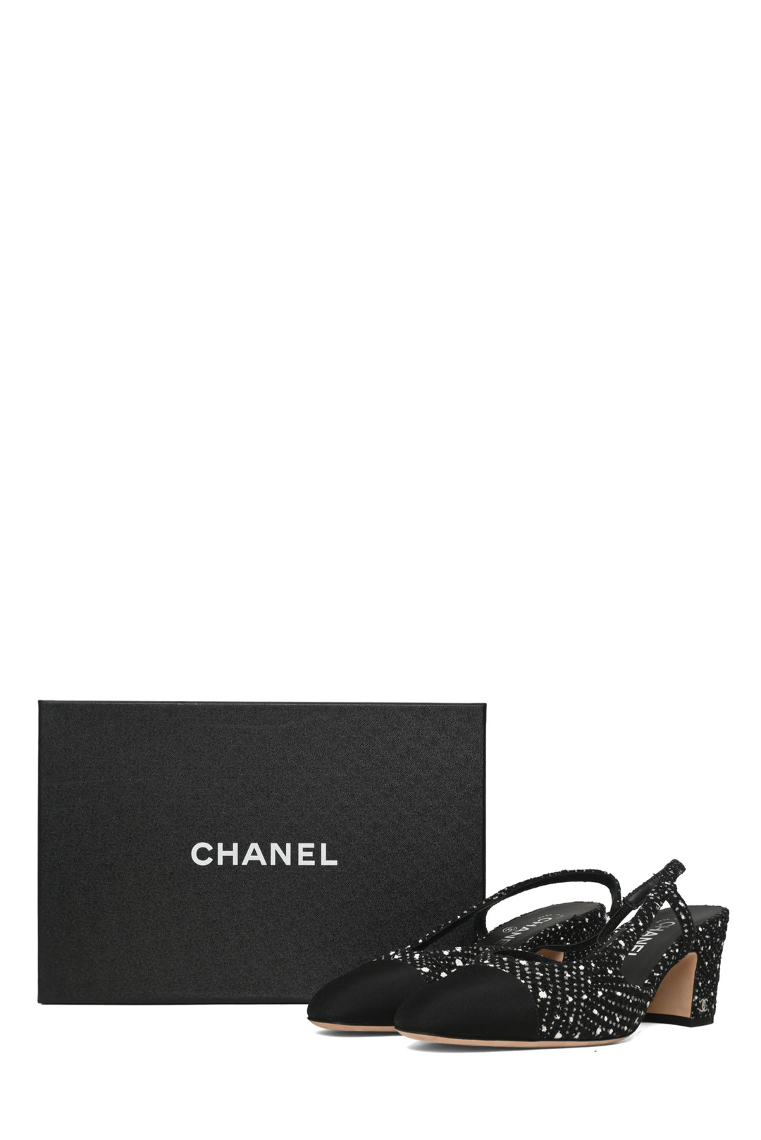 Chanel Size 38 Cap Toe Slingback Pumps