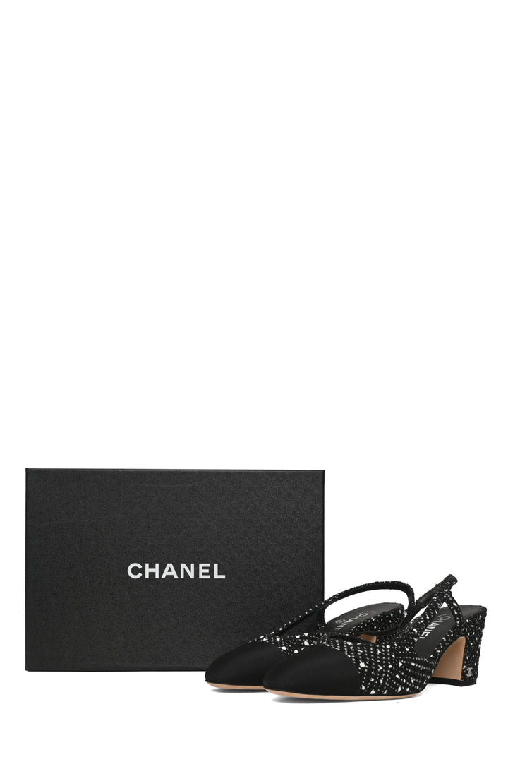 Chanel Size 38 Cap Toe Slingback Pumps