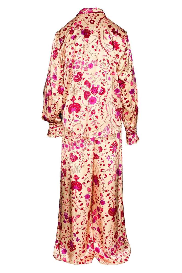 Sabina Musayev Size M Floral Print Satin Mallory Top & Damaris Pant Set