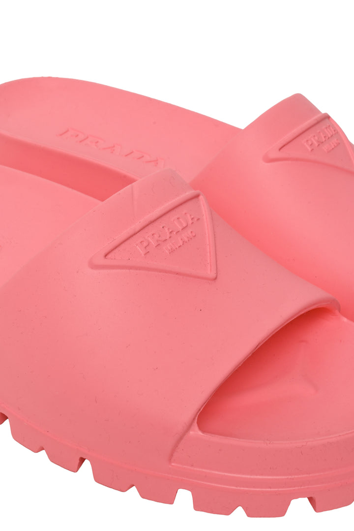 Prada Size 36 Triangle Logo Rubber Slides