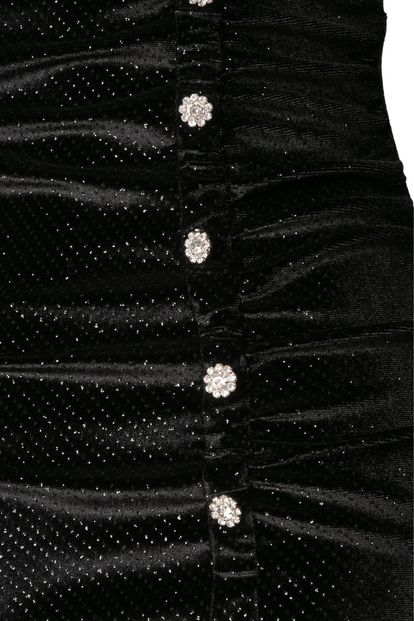 Sandro Size 34 Crystal Embellished Ruched Velvet Midi Dress