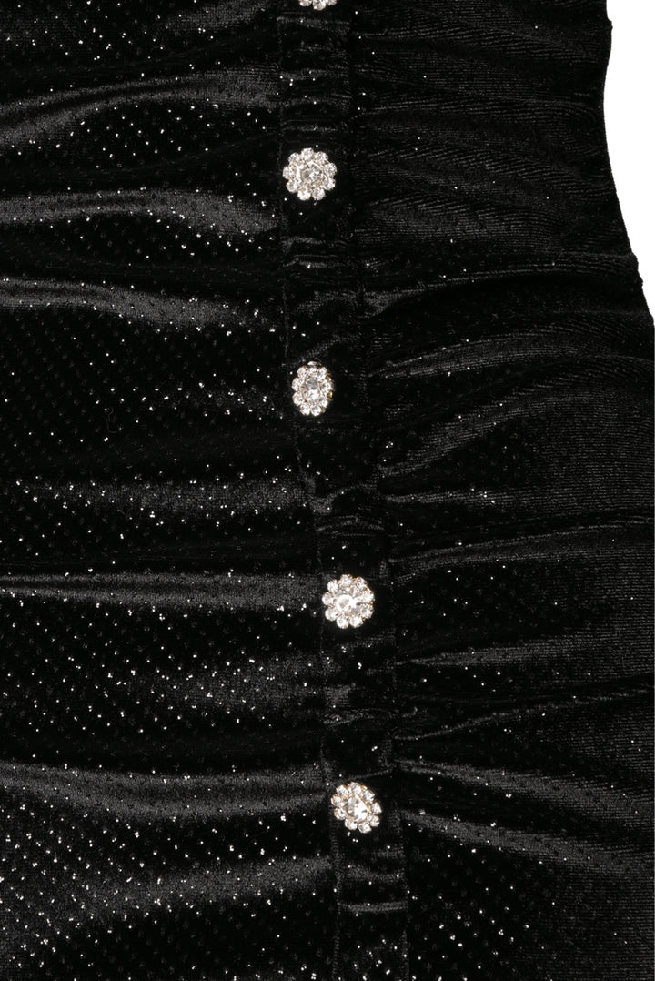 Sandro Size 34 Crystal Embellished Ruched Velvet Midi Dress