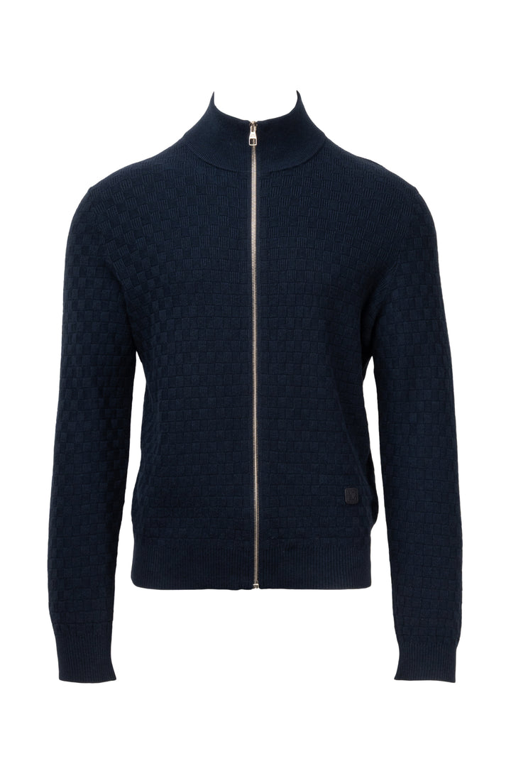 Louis Vuitton Size L Men's Damier Signature Zip-Through Cardigan