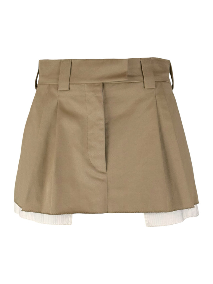 Miu Miu Size 36 2022 Embroidered Logo Pleated Chino Mini Skirt