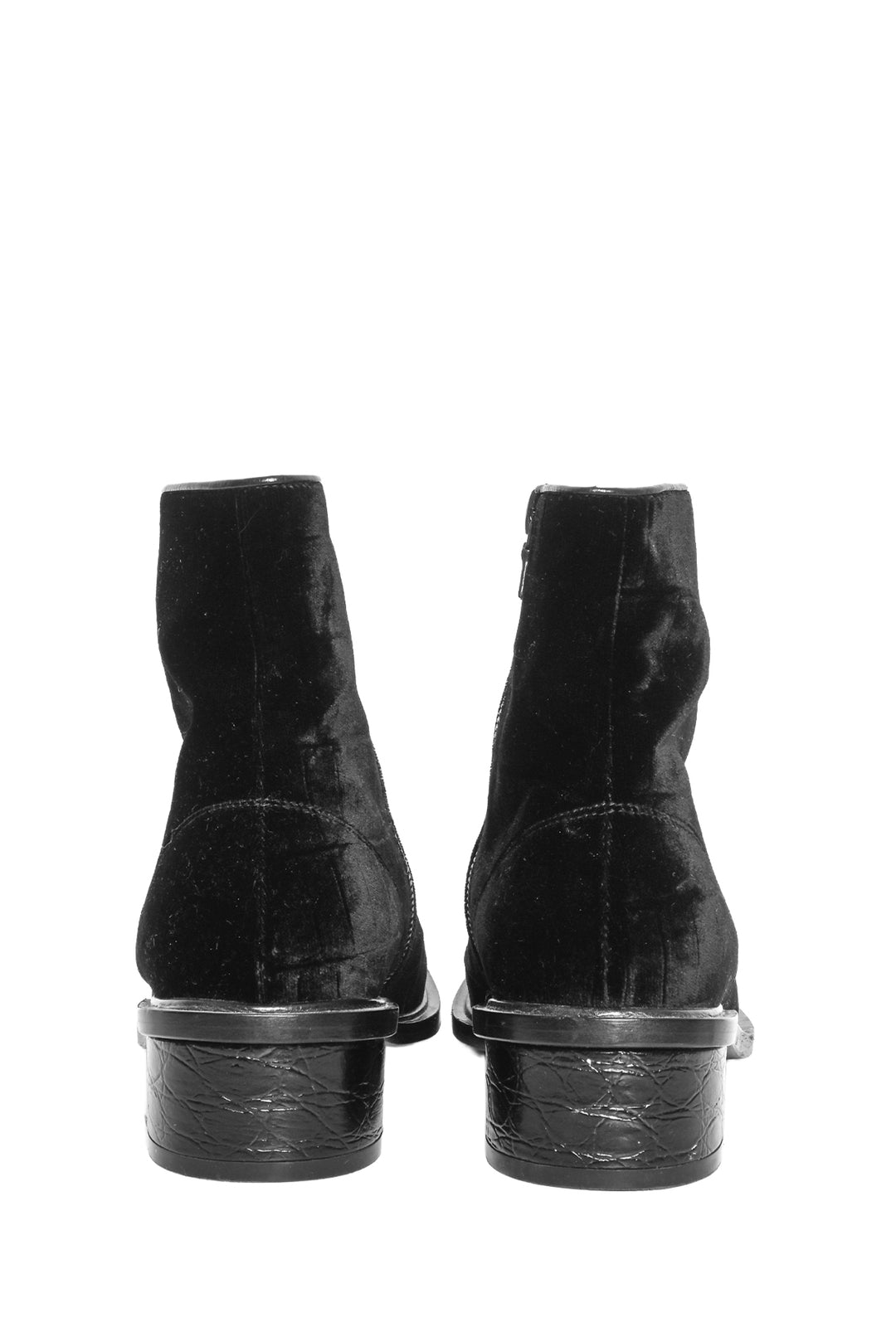 Dries Van Noten Size 36 Croc Embossed Velvet Ankle Boots