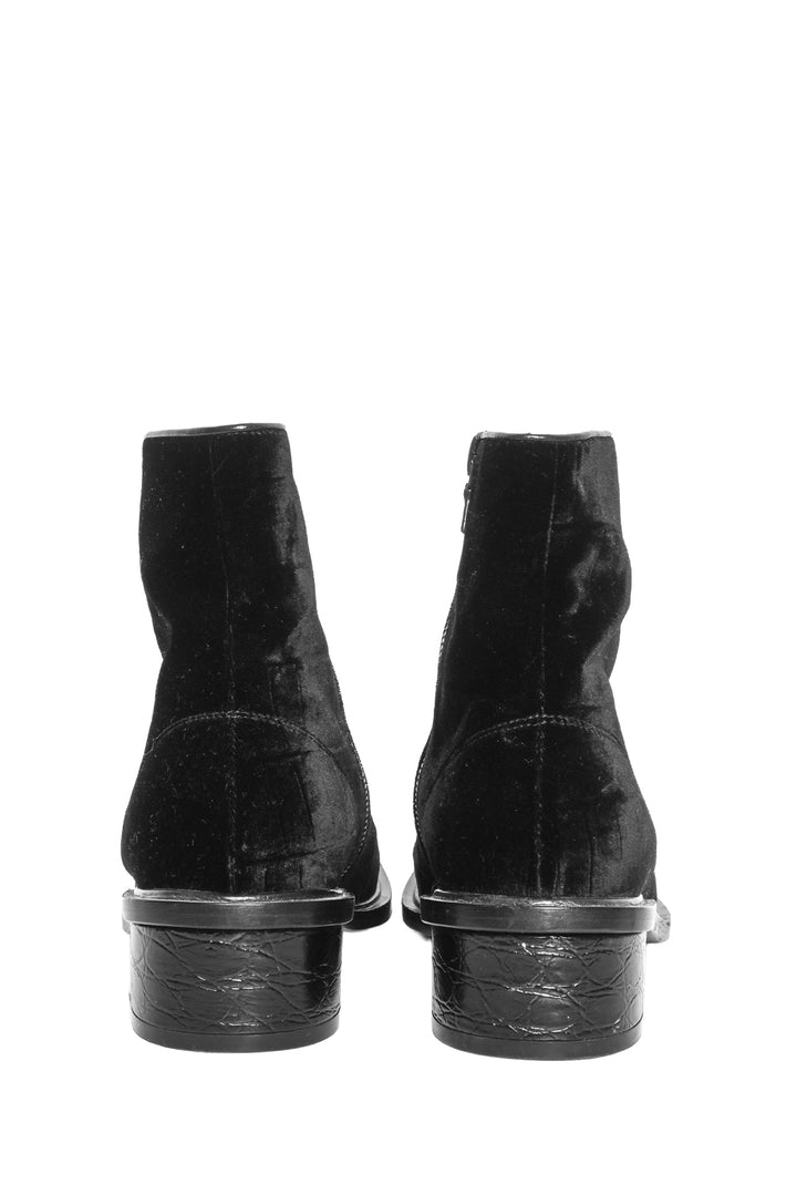 Dries Van Noten Size 36 Croc Embossed Velvet Ankle Boots