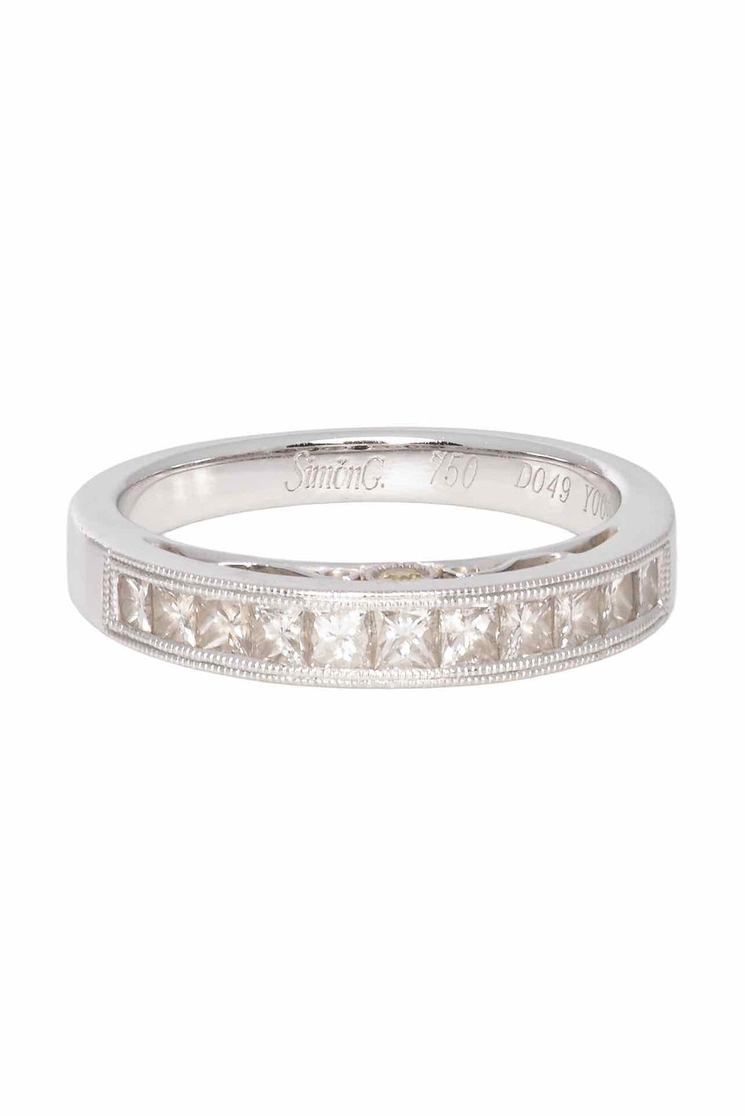 Simon G Size 5  18K White Gold Diamond Anniversary Band Ring