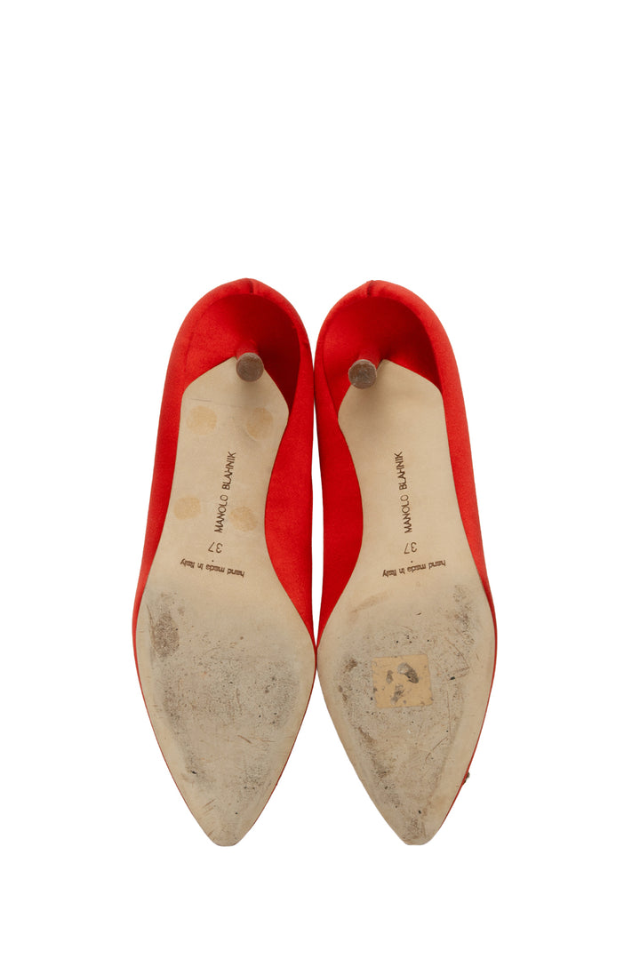 Manolo Blahnik Size 37 Hangisi 70 Crystal Embellished Satin Pumps
