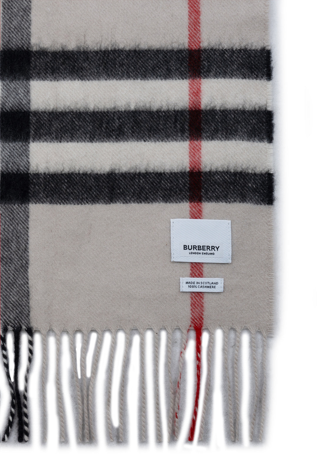 Burberry Cashmere Fringe Check Scarf