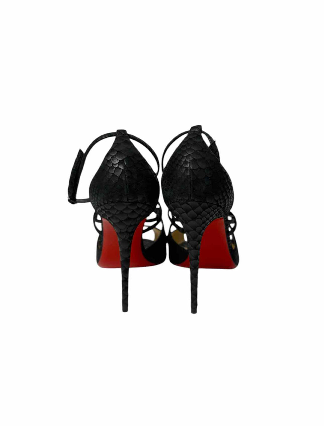 Louboutin Size 38.5 Embossed Snake Print Leather Pumps