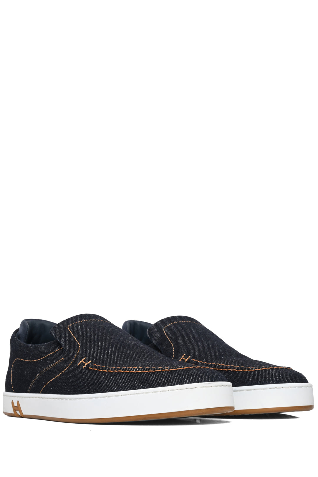 Hermes Size 43 Men's Denim Kiddy Slip On Sneakers